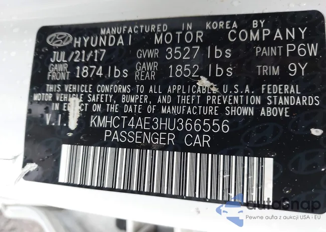 KMHCT4AE3HU366556: 42229283