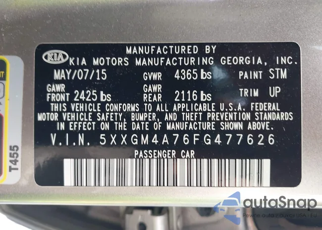 5XXGM4A76FG477626: 42230382