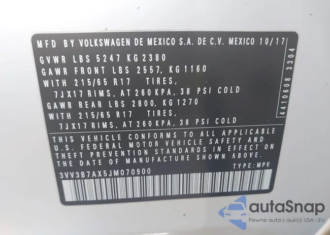 3VV3B7AX5JM070900: 42230597