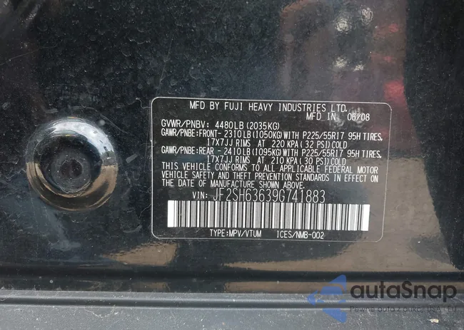 JF2SH63639G741883: 42230609