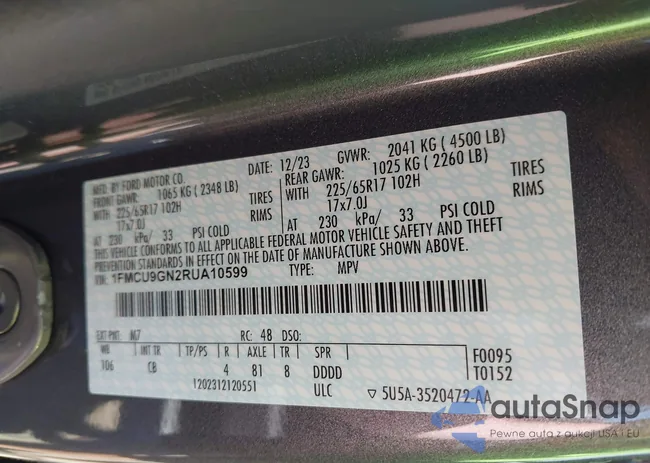 1FMCU9GN2RUA10599: 42230688