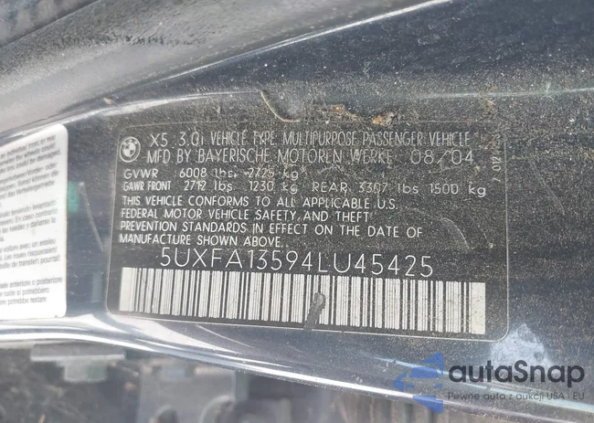 5UXFA13594LU45425: 42230727