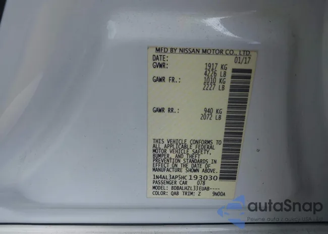 1N4AL3AP5HC193030: 42230730