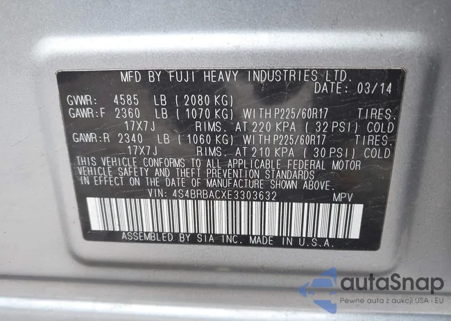 4S4BRBACXE3303632: 42230833