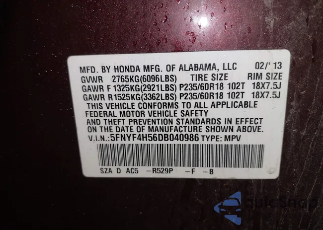 5FNYF4H56DB040986: 42230857