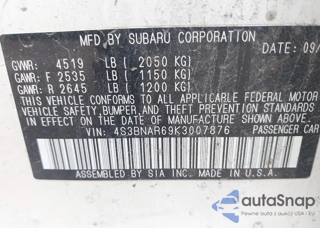 4S3BNAR69K3007876: 42230031