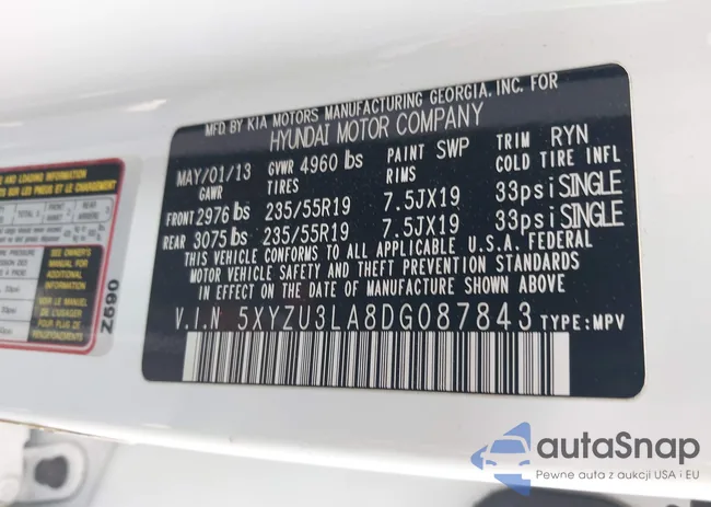 5XYZU3LA8DG087843: 42230143