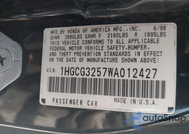 1HGCG3257WA012427: 42230192