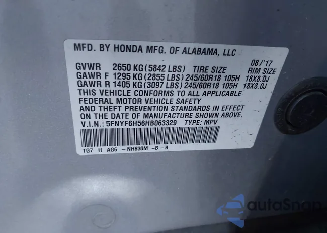 5FNYF6H56HB063329: 42231498