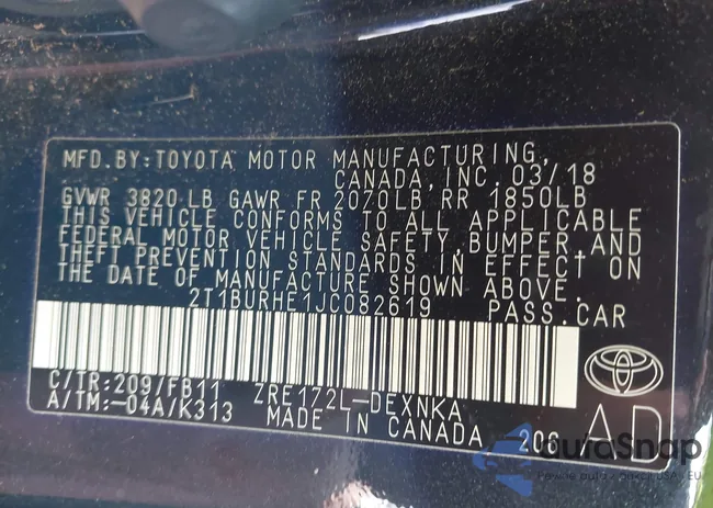 2T1BURHE1JC082619: 42231515