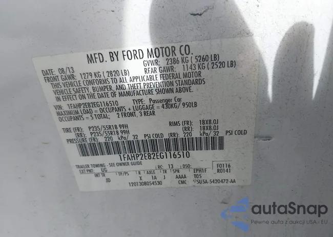 1FAHP2E82EG116510: 42231520