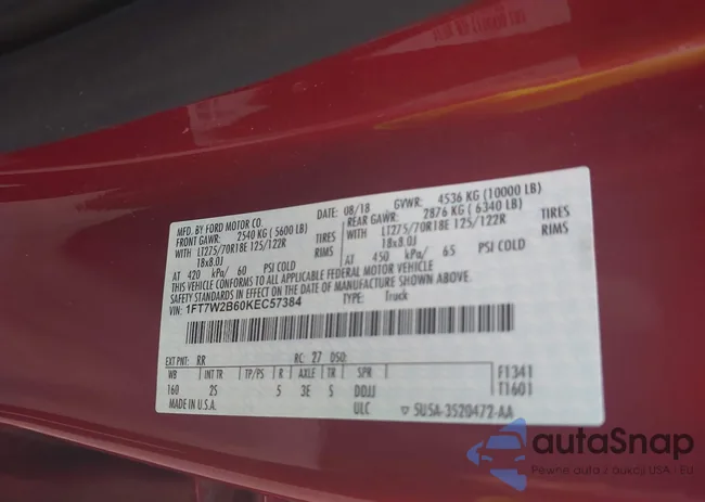 1FT7W2B60KEC57384: 42231582