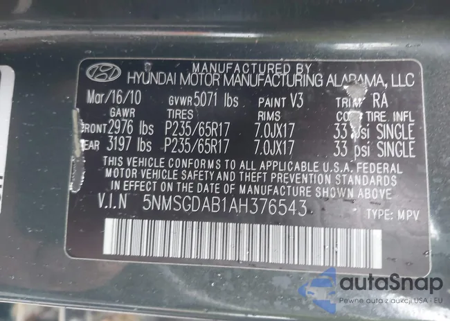 5NMSGDAB1AH376543: 42231730