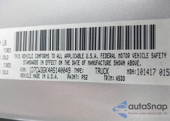 1D7CW3GK4AS140049: 42231805