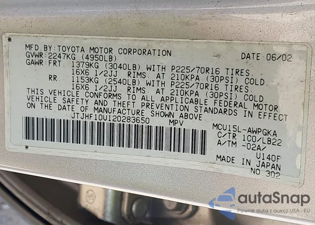 JTJHF10U120283650: 42231926