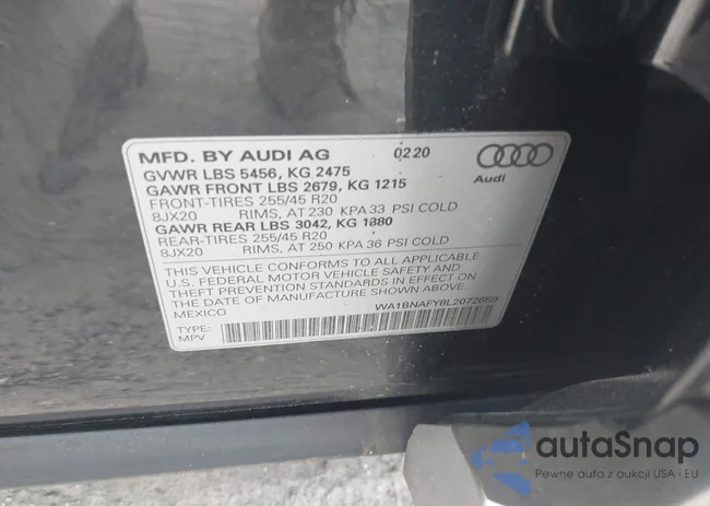 WA1BNAFY8L2072659: 42231063