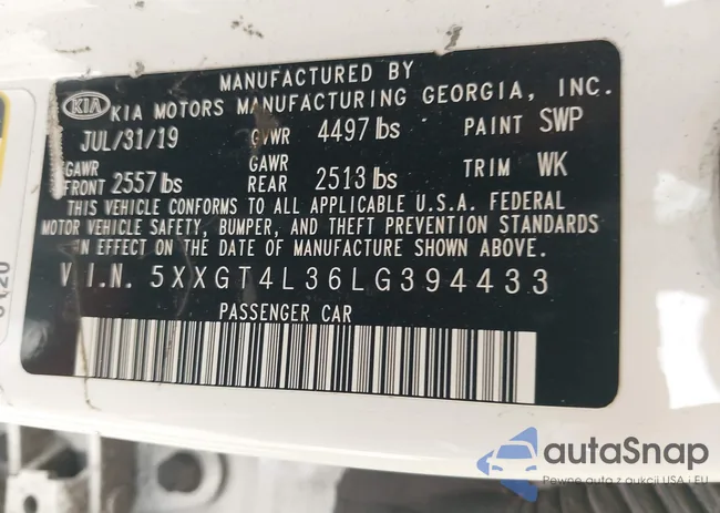 5XXGT4L36LG394433: 42231086