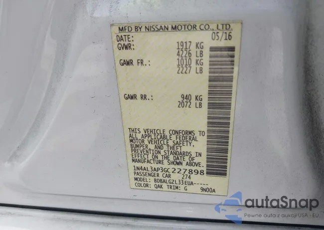 1N4AL3AP3GC227898: 42231121