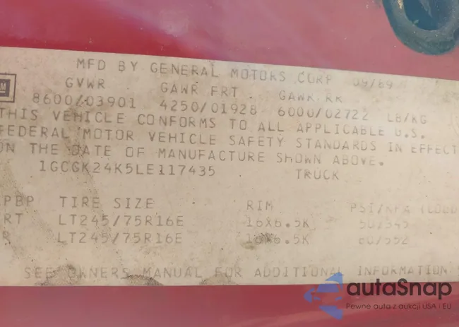 1GCGK24K5LE117435: 42231139