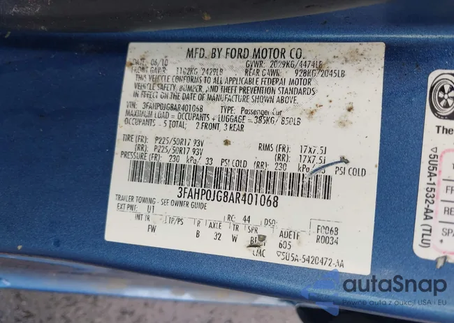 3FAHP0JG8AR401068: 42231220