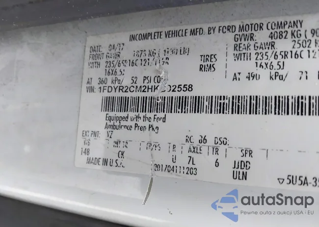 1FDYR2CM2HKB02558: 42231233