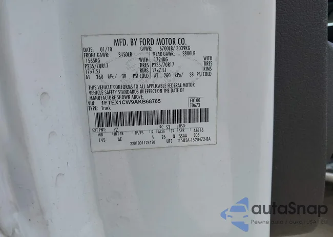 1FTEX1CW9AKB68765: 42232399