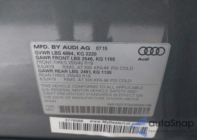 WA1GFCFS5GR005198: 42232443