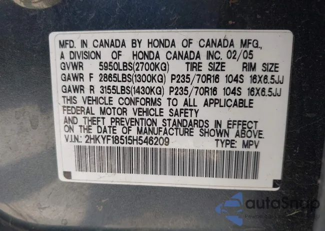 2HKYF18515H546209: 42232760