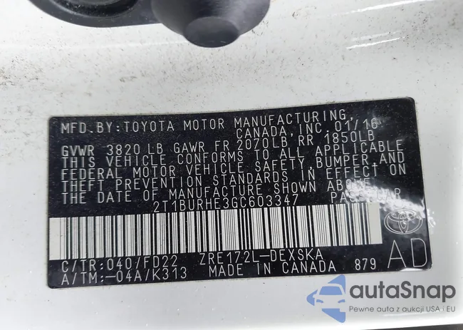 2T1BURHE3GC603347: 42232874