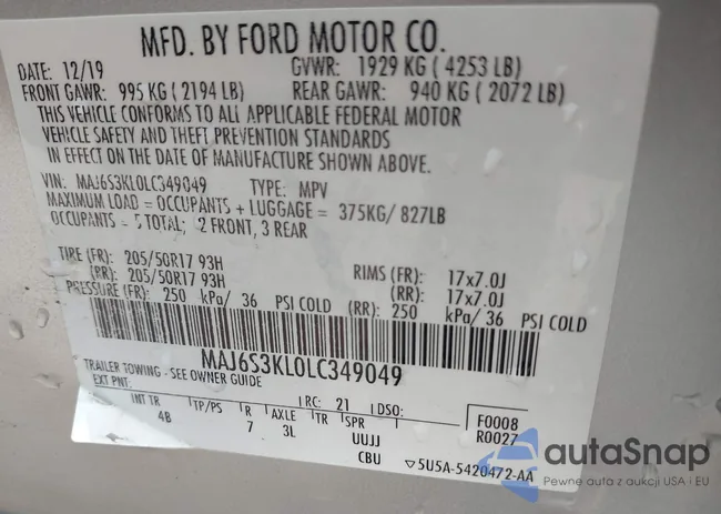 MAJ6S3KL0LC349049: 42232104