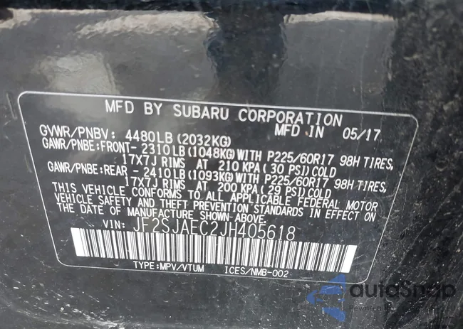 JF2SJAEC2JH405618: 42232193