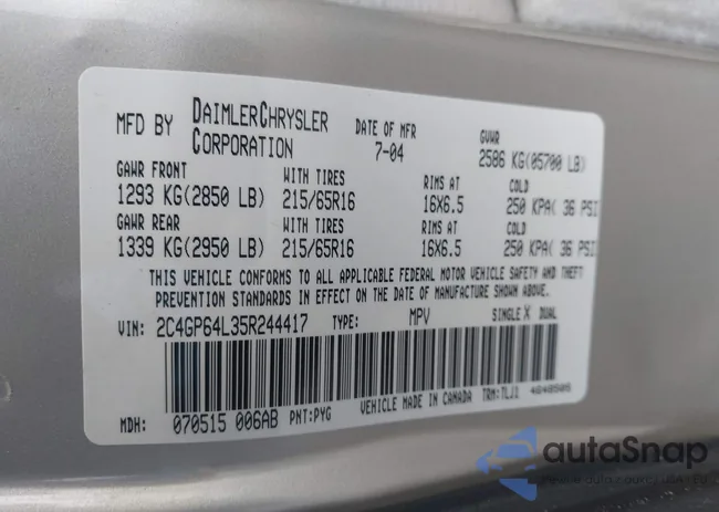 2C4GP64L35R244417: 42232333