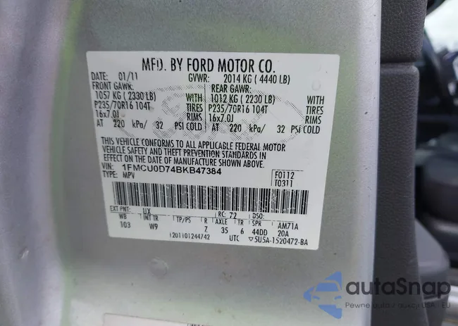 1FMCU0D74BKB47384: 42233481