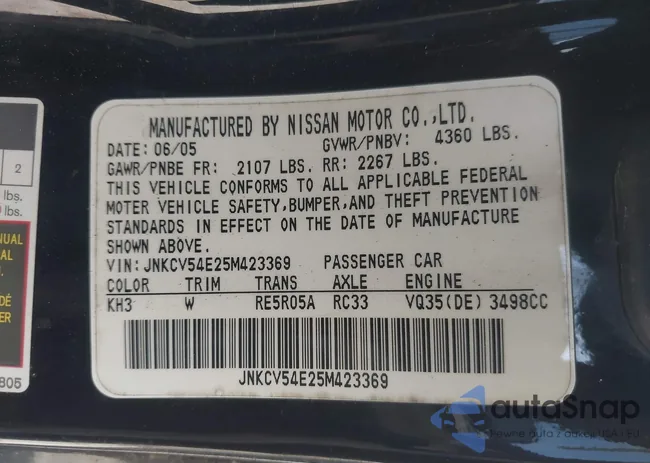 JNKCV54E25M423369: 42233706