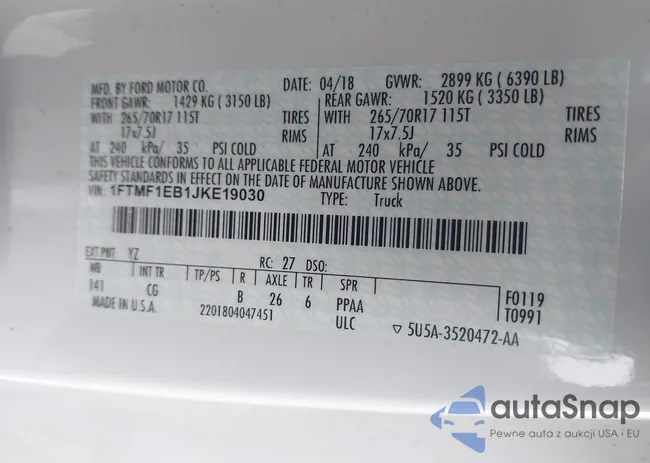 1FTMF1EB1JKE19030: 42233745