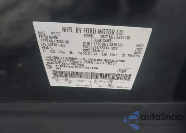 1FM5K8ARXHGD57454: 42233888