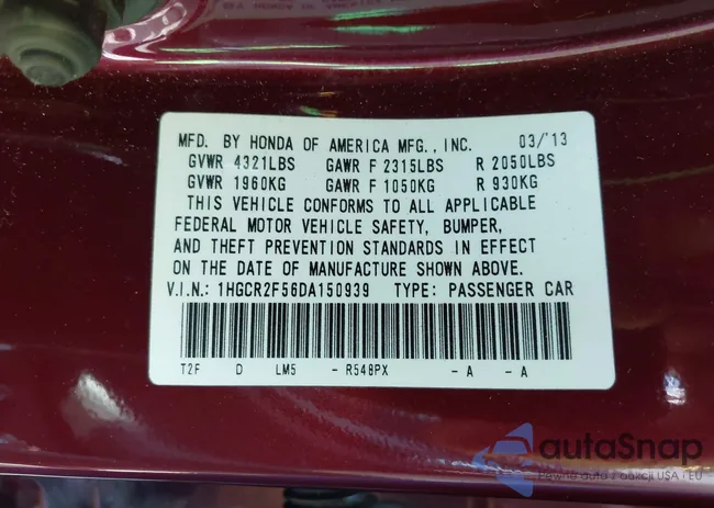 1HGCR2F56DA150939: 42233068