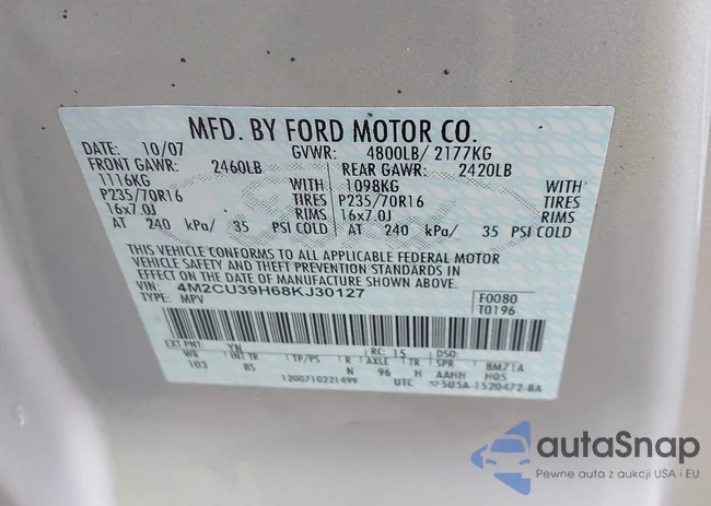 4M2CU39H68KJ30127: 42233071