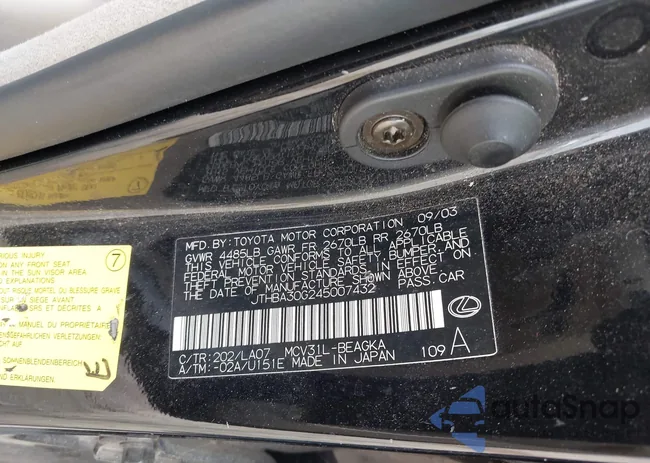 JTHBA30G245007432: 42233147