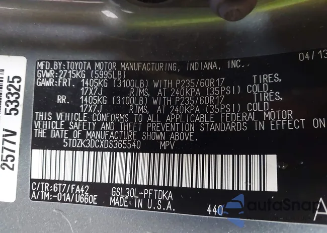 5TDZK3DCXDS365540: 42233367