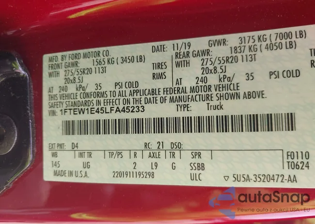 1FTEW1E45LFA45233: 42234493