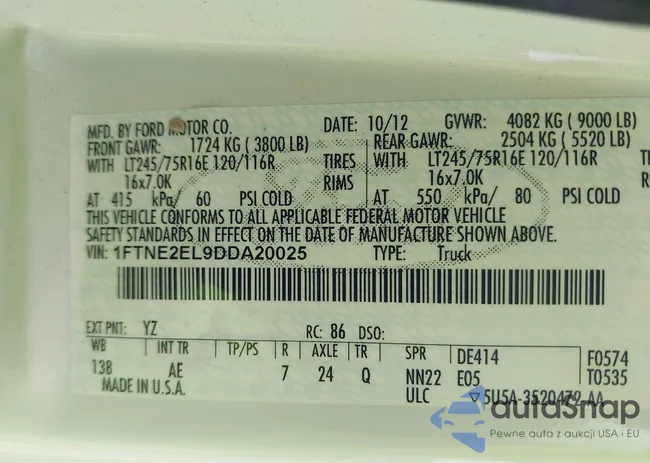 1FTNE2EL9DDA20025: 42234553