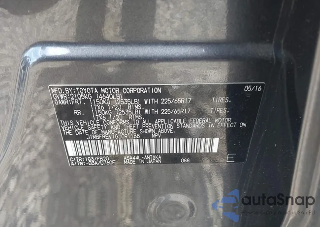 JTMBFREV1GJ091168: 42234582