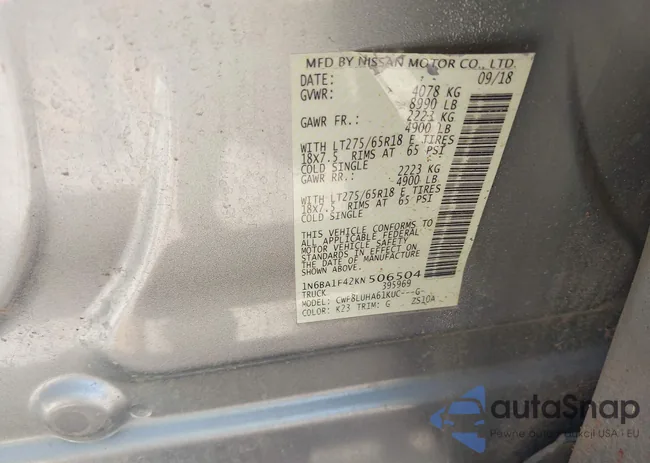 1N6BA1F42KN506504: 42234701