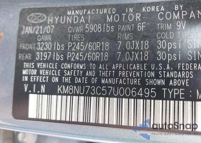 KM8NU73C57U006495: 42234722