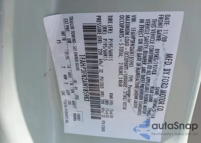 1FAHP3FN2AW185983: 42234830