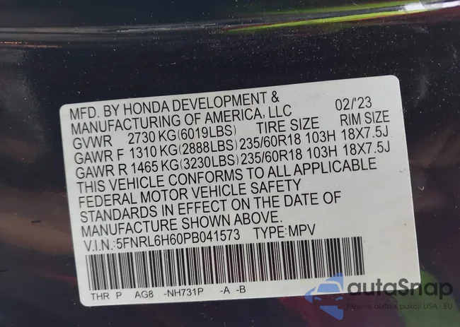 5FNRL6H60PB041573: 42234954