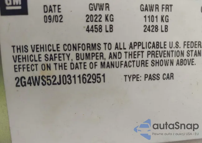 2G4WS52J031162951: 42234971