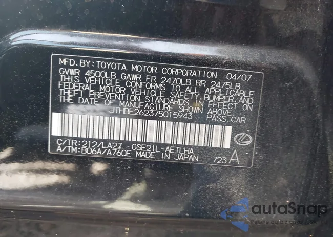 JTHBE262375015943: 42234181