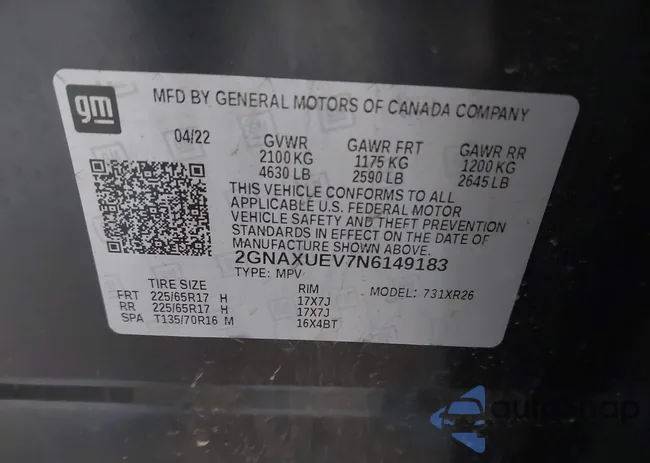 2GNAXUEV7N6149183: 42235558